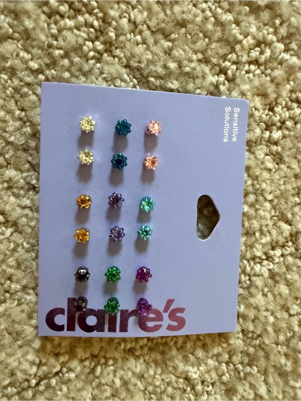 Claire's Multicolor Crystal Flower Stud Earring Set - 9 Pairs